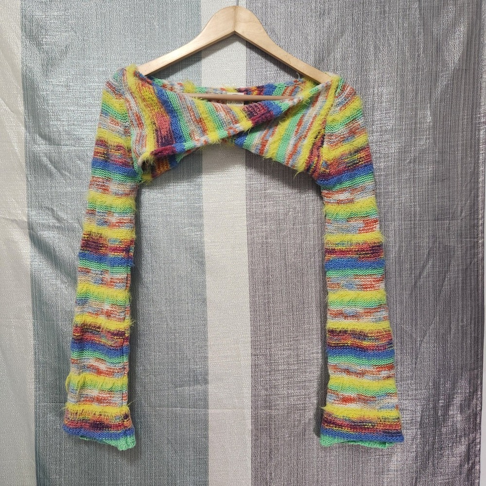 Wild Fable Rainbow Twisted Front Cropped Shrug Sweater XS Decora Clown Fest Rave